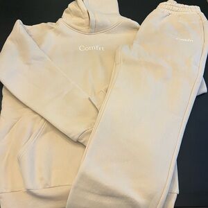 Comfrt Women's Beige Hoodie and Jogger Set